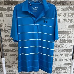 Under Armour Men Striped Blue The Playoff Polo Shirt Size Small